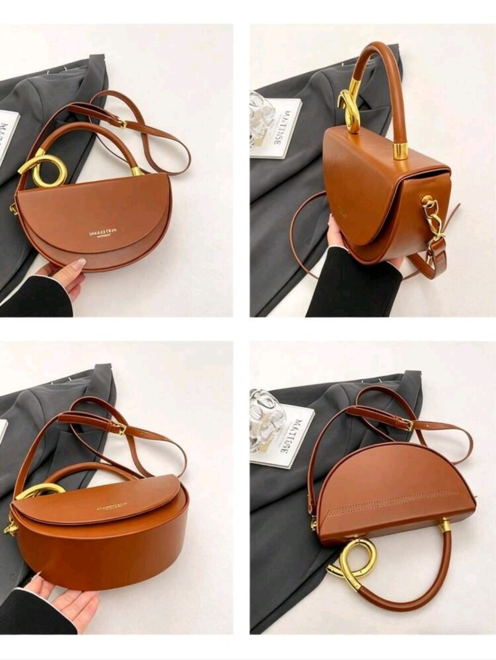 Mini Saddle Top-Handle Crossbody Bag in Tan